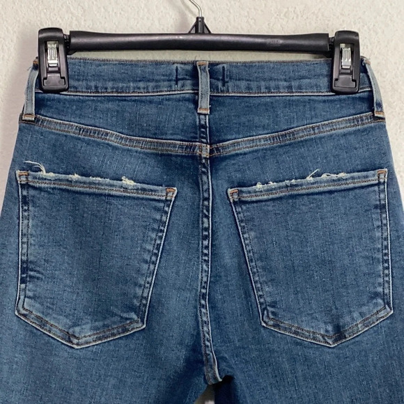 AGOLDE Sophie High Rise Skinny Crop Medium Wash Distressed Ripped Knees Size 26 - Picture 7 of 11
